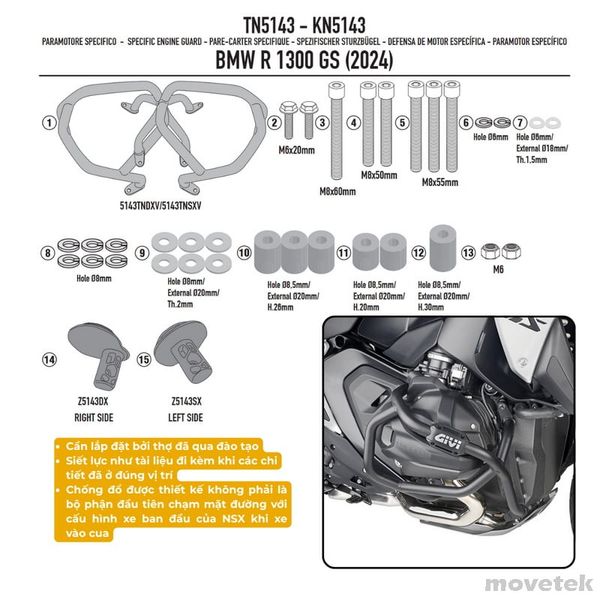 Khung chống đổ Givi bảo vệ động cơ và thân trên BMW R1300 GS GSA