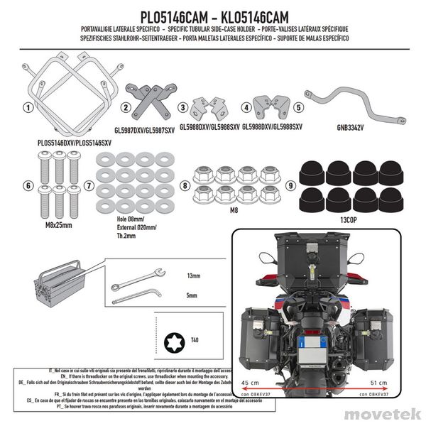 Khung gắn thùng hông Givi BMW R1300 GS GSA