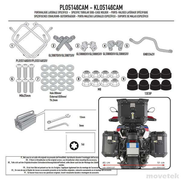 Khung gắn thùng hông Givi BMW R1300 GSA