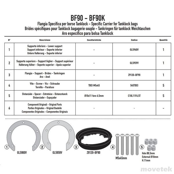Ngàm túi bình xăng Tanklock Givi BF90