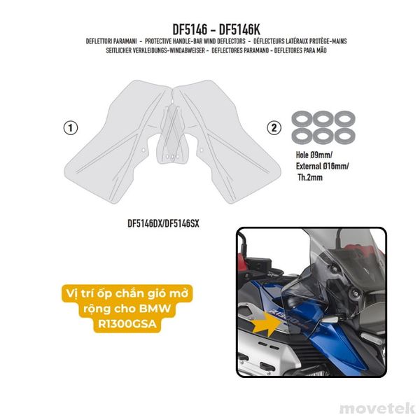 Ốp mở rộng kính chắn gió Givi BMW R1300 GSA