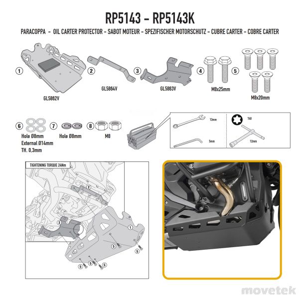 Mỏ cày bảo vệ gầm Givi RP5143 cho BMW R 1300GS 1300GSA