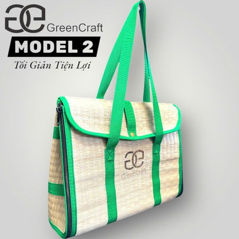 Túi Cói Chiếu Gập Green Craft,Túi Xách Thủ Công, Đi Biển, Đi Chợ, Đi Làm