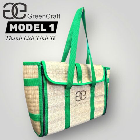 Túi Cói Chiếu Gập Green Craft,Túi Xách Thủ Công, Đi Biển, Đi Chợ, Đi Làm