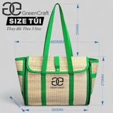 Túi Cói Chiếu Gập Green Craft,Túi Xách Thủ Công, Đi Biển, Đi Chợ, Đi Làm