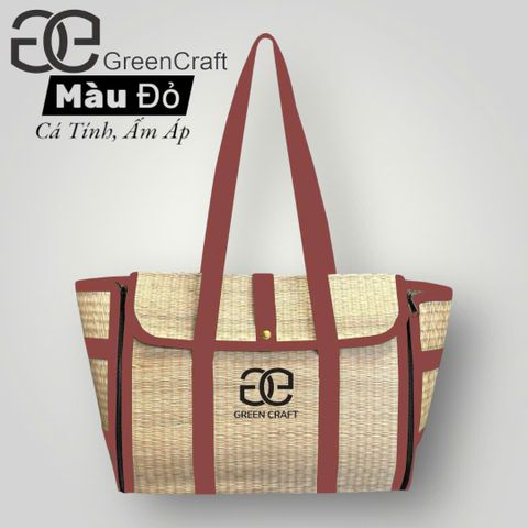 Túi Cói Chiếu Gập Green Craft,Túi Xách Thủ Công, Đi Biển, Đi Chợ, Đi Làm