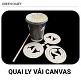 100 Quai Xách Ly Vải Canvas Green Craft, Tái Sử Dụng, Gập Gọn, Có Khe Đựng Ống Hút