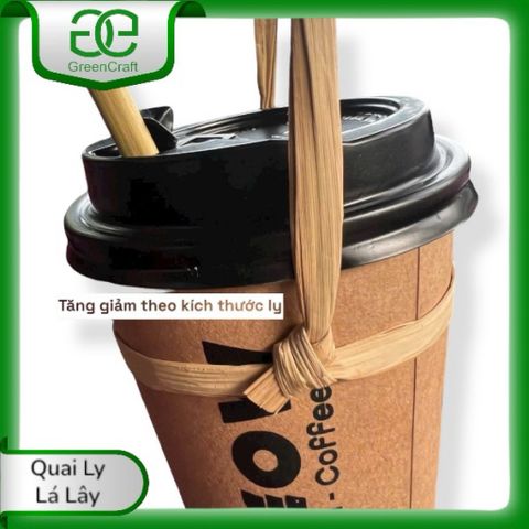 Quai xách ly lá cây thủ công 1000 cái, Dùng cho cafe, trà sữa, take away, GREEN CRAFT