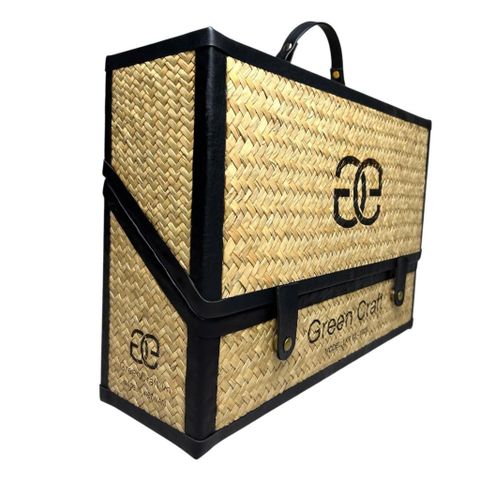 Hộp đựng túi xách thủ công , Cỏ bàng phối da khắc logo, Thương hiệu Green Craft
