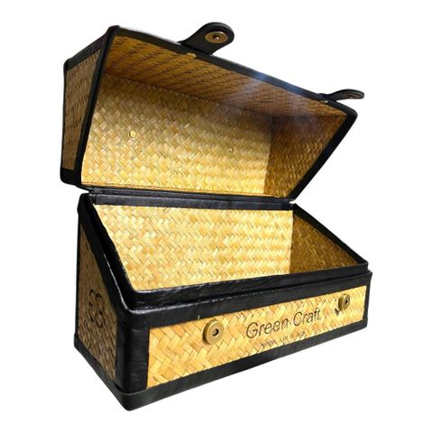 Hộp đựng túi xách thủ công , Cỏ bàng phối da khắc logo, Thương hiệu Green Craft