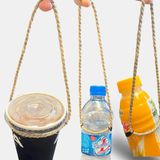 1.000 Quai xách ly đa năng GREEN CRAFT , quai ly đựng nước, chai nước, Cói tự nhiên, ôm sát ly 4–10cm, chịu lực 1.5kg