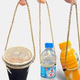 10 Quai xách ly đa năng GREEN CRAFT , quai ly đựng nước, chai nước, Cói tự nhiên, ôm sát ly 4–10cm, chịu lực 1.5kg