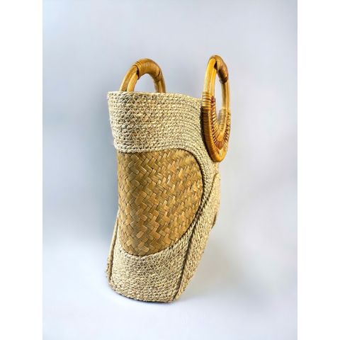 Túi Cói Cỏ Bàng Size Nhỏ Handmade GREEN CRAFT, Túi Xách Tay Nữ Tự Nhiên Thời Trang Đi Biển