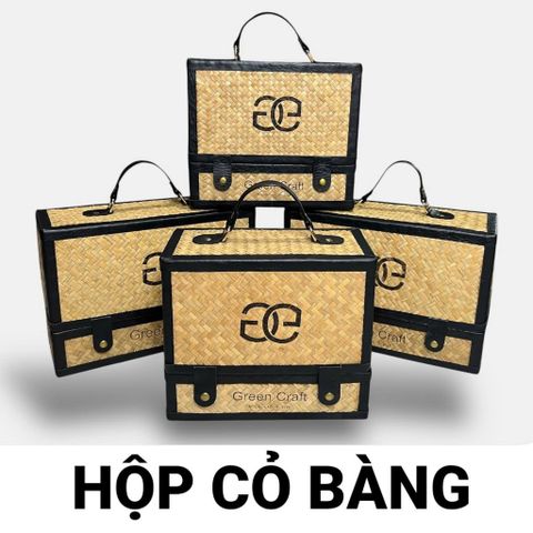 Hộp đựng túi xách thủ công , Cỏ bàng phối da khắc logo, Thương hiệu Green Craft