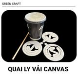 1000 Quai Xách Ly Vải Canvas Green Craft, Tái Sử Dụng, Gập Gọn, Có Khe Đựng Ống Hút