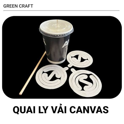 1000 Quai Xách Ly Vải Canvas Green Craft, Tái Sử Dụng, Gập Gọn, Có Khe Đựng Ống Hút