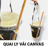 100 Quai Xách Ly Vải Canvas Green Craft, Tái Sử Dụng, Gập Gọn, Có Khe Đựng Ống Hút