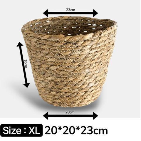 Chậu cói tự nhiên đựng cây cảnh, đồ dùng decor nhà cửa, GREEN CRAFT nhiều size