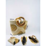 Túi Cói Cỏ Bàng Size Nhỏ Handmade GREEN CRAFT, Túi Xách Tay Nữ Tự Nhiên Thời Trang Đi Biển