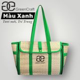 Túi Cói Chiếu Gập Green Craft, Túi Xách Thủ Công, Đi Biển, Đi Chợ, Đi Làm
