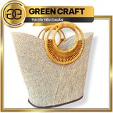 Túi Cói Thủ Công Cao Cấp , Chất Liệu Cỏ Bàng Tự Nhiên, Thiết Kế Sang Trọng, Mã 0053 Green Craft