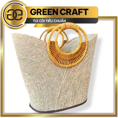 Túi Cói Thủ Công Cao Cấp , Chất Liệu Cỏ Bàng Tự Nhiên, Thiết Kế Sang Trọng, Mã 0053 Green Craft