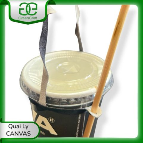 100 Quai Xách Ly Vải Canvas Green Craft, Tái Sử Dụng, Gập Gọn, Có Khe Đựng Ống Hút