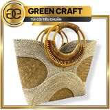 Túi Cói Cỏ Bàng Size Nhỏ Handmade GREEN CRAFT, Túi Xách Tay Nữ Tự Nhiên Thời Trang Đi Biển