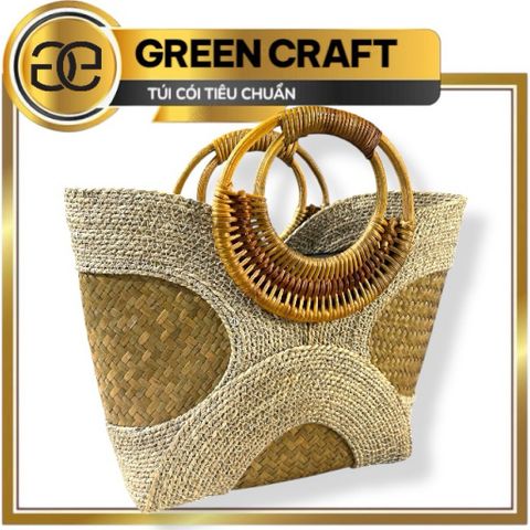 Túi Cói Cỏ Bàng Size Nhỏ Handmade GREEN CRAFT, Túi Xách Tay Nữ Tự Nhiên Thời Trang Đi Biển