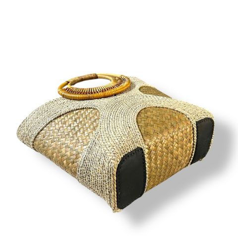 Túi Cói Cỏ Bàng Size Nhỏ Handmade GREEN CRAFT, Túi Xách Tay Nữ Tự Nhiên Thời Trang Đi Biển