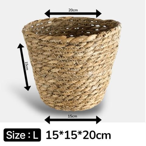 Chậu cói tự nhiên đựng cây cảnh, đồ dùng decor nhà cửa, GREEN CRAFT nhiều size