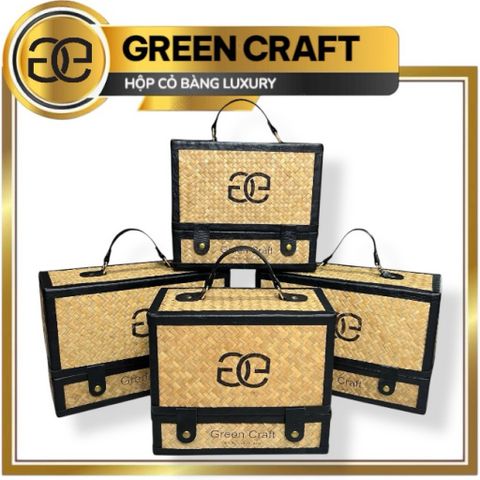 Hộp đựng túi xách thủ công , Cỏ bàng phối da khắc logo, Thương hiệu Green Craft