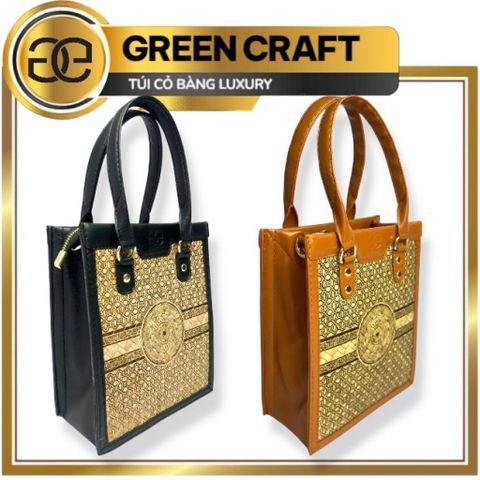 Túi xách cỏ bàng phối da cao cấp LUXURY 22, Green Craft thủ công Việt