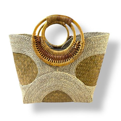 Túi Cói Cỏ Bàng Size Nhỏ Handmade GREEN CRAFT, Túi Xách Tay Nữ Tự Nhiên Thời Trang Đi Biển