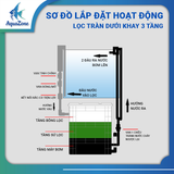 Bộ Lọc Tràn Dưới AZone - Lọc Baki Tràn Dưới Giấu Bơm Kết Hợp Bộ In Out (Overflow) Cho Bể 60-150cm