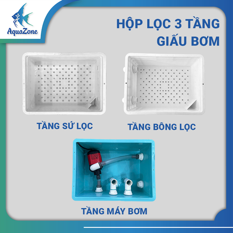 Hộp Lọc Baki Giấu Bơm AZone – Lọc Tràn Hồ Cá, Hút Mặt Váng, Dễ Lắp Đặt