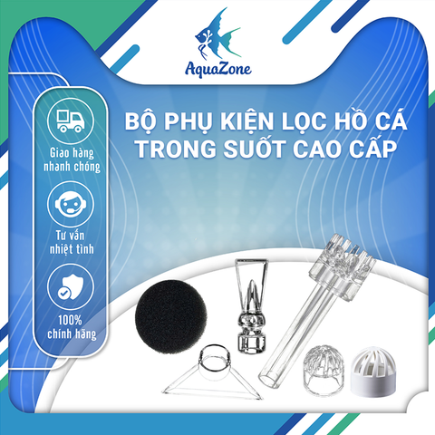 Bộ Phụ Kiện Lọc Nước Hồ Cá Trong Suốt  – Đầu Lọc Váng, Rọ Lọc Rác, Đầu Thoát Nước Tam Giác, Mỏ Vịt, Mút Lọc Vi Sinh