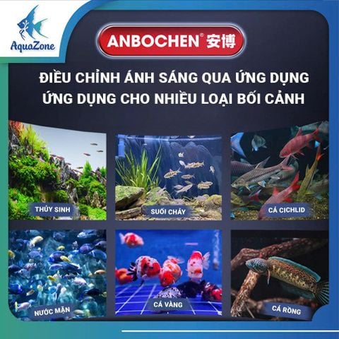 Đèn led UFO ANBOCHEN (ABC) chuyên dụng cho bể cá  tích hợp điều khiển app, tản nhiệt nhanh, chip đèn siêu sáng