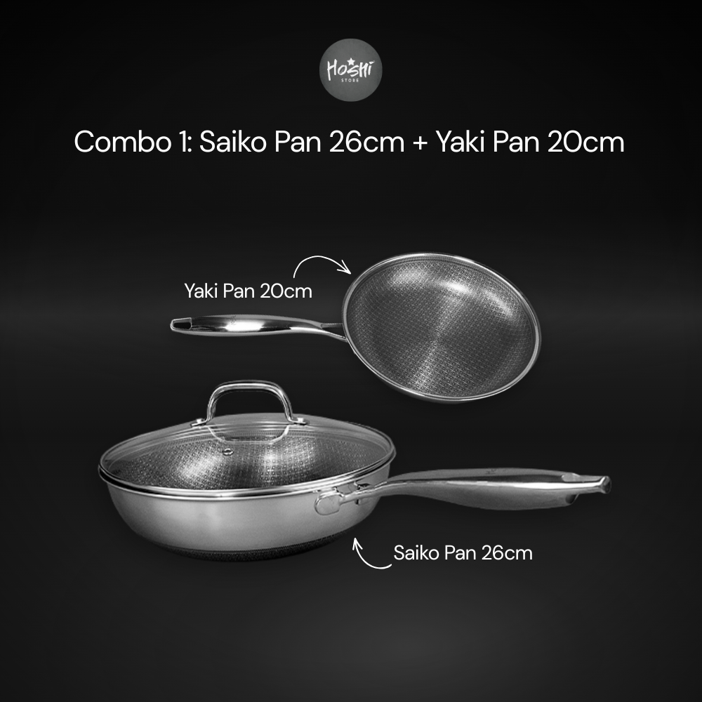  CHẢO COMBO 1: BỘ 2 CHẢO CHỐNG DÍNH SAIKO PAN 26CM + YAKI PAN 20CM 