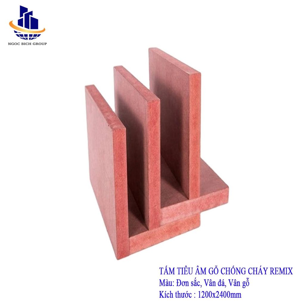 Gỗ tiêu âm chống cháy xẻ rãnh Remix 12mm lõi hồng