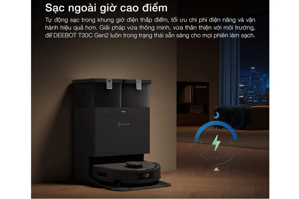 Robot hút bụi lau nhà Ecovacs T30C Gen 2 - Trắng/Đen