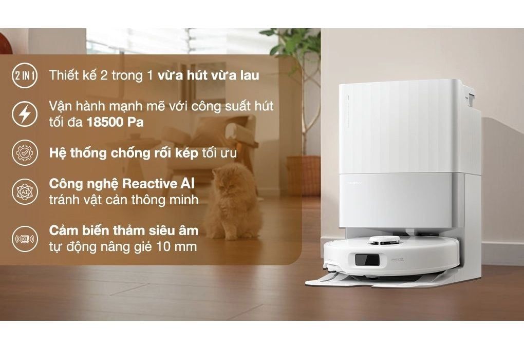 Robot hút bụi lau nhà Roborock Q Revo 5V1 - Trắng