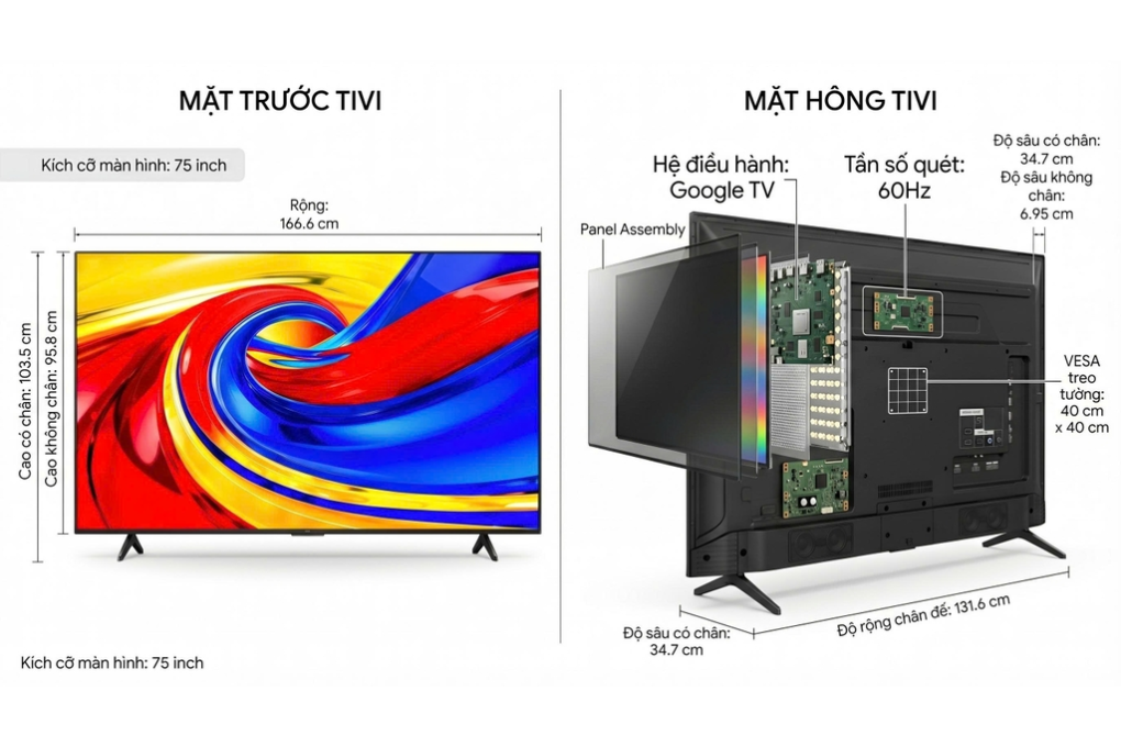 Google Tivi TCL QLED 4K 75 inch 75P7L