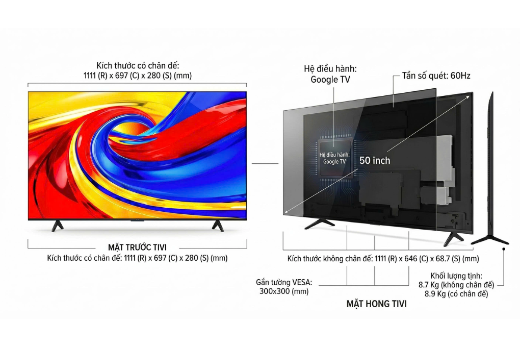 Google Tivi TCL QLED 4K 50 inch 50P7L