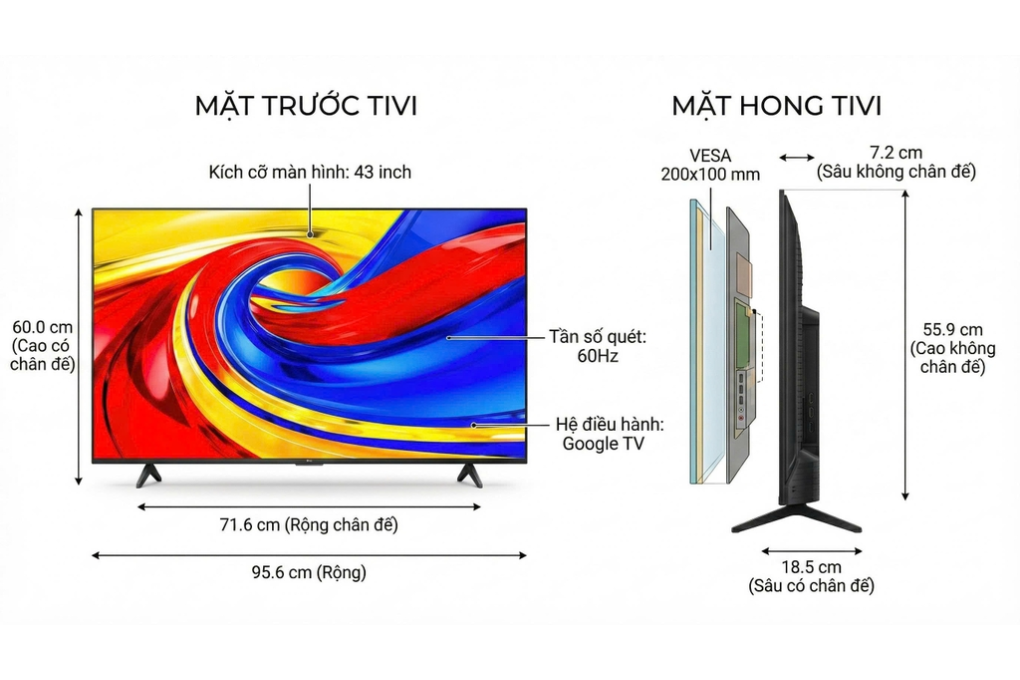 Google Tivi TCL QLED 4K 43 inch 43P7L