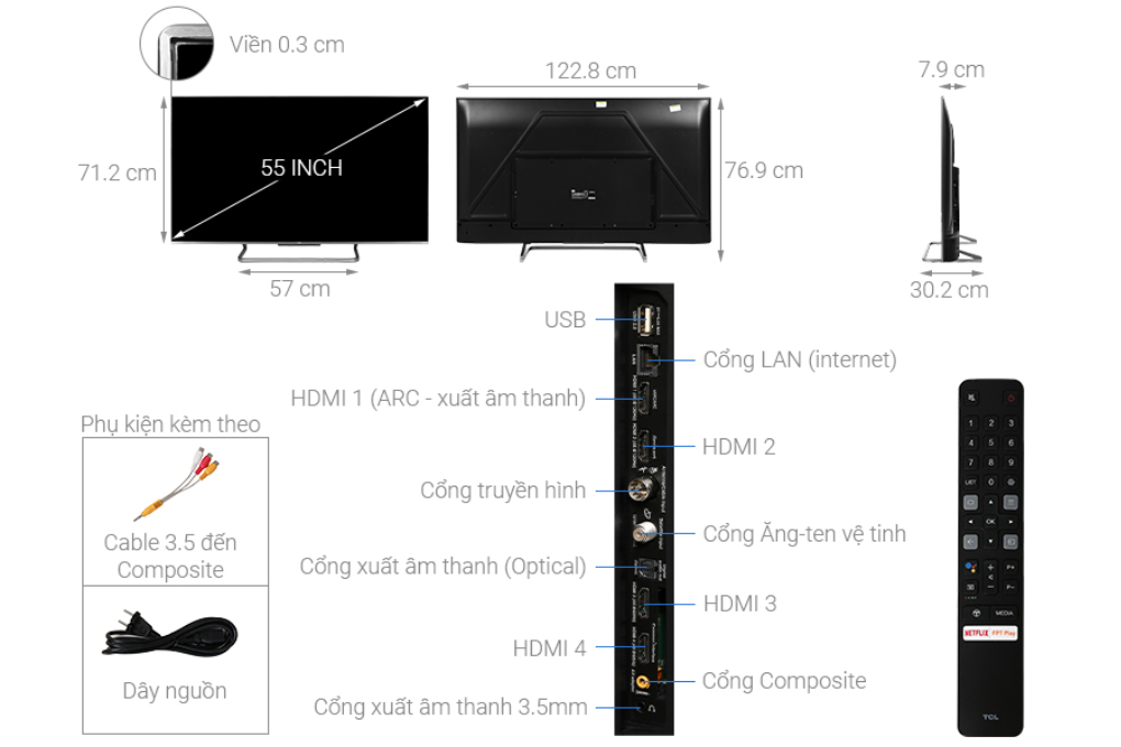 Android Tivi QLED TCL 4K 55 inch 55C728