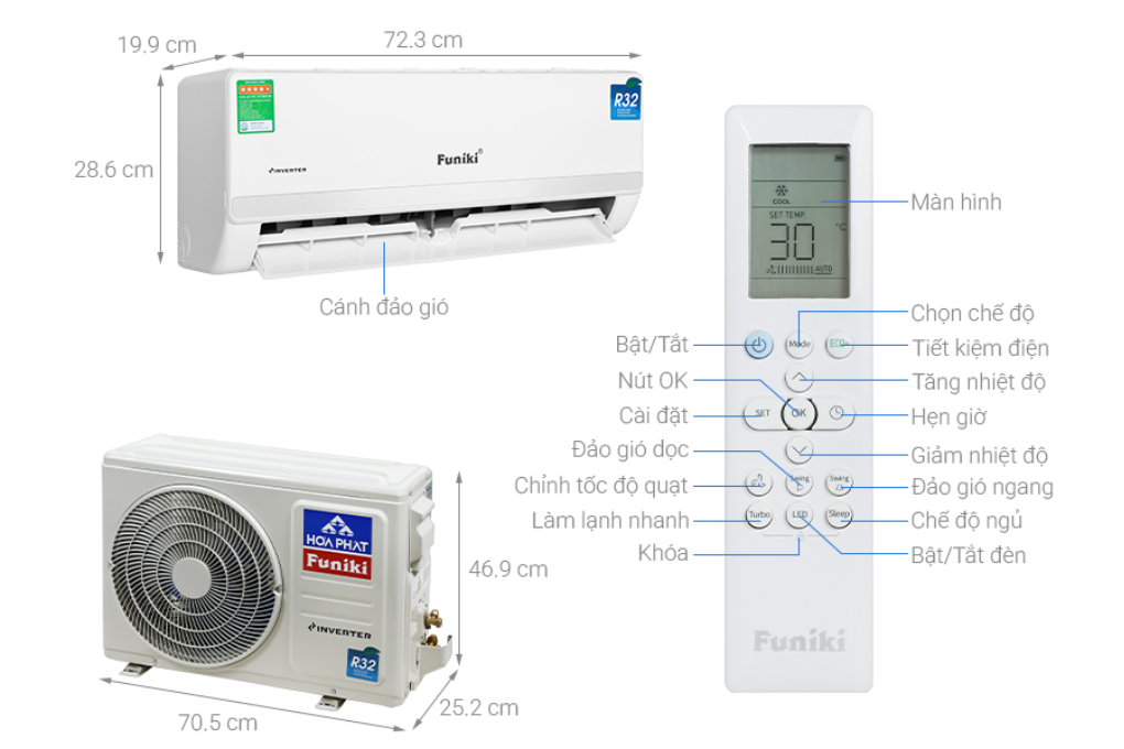 Điều hòa Funiki 1 chiều inverter 9.000BTU HIC09TMM-6