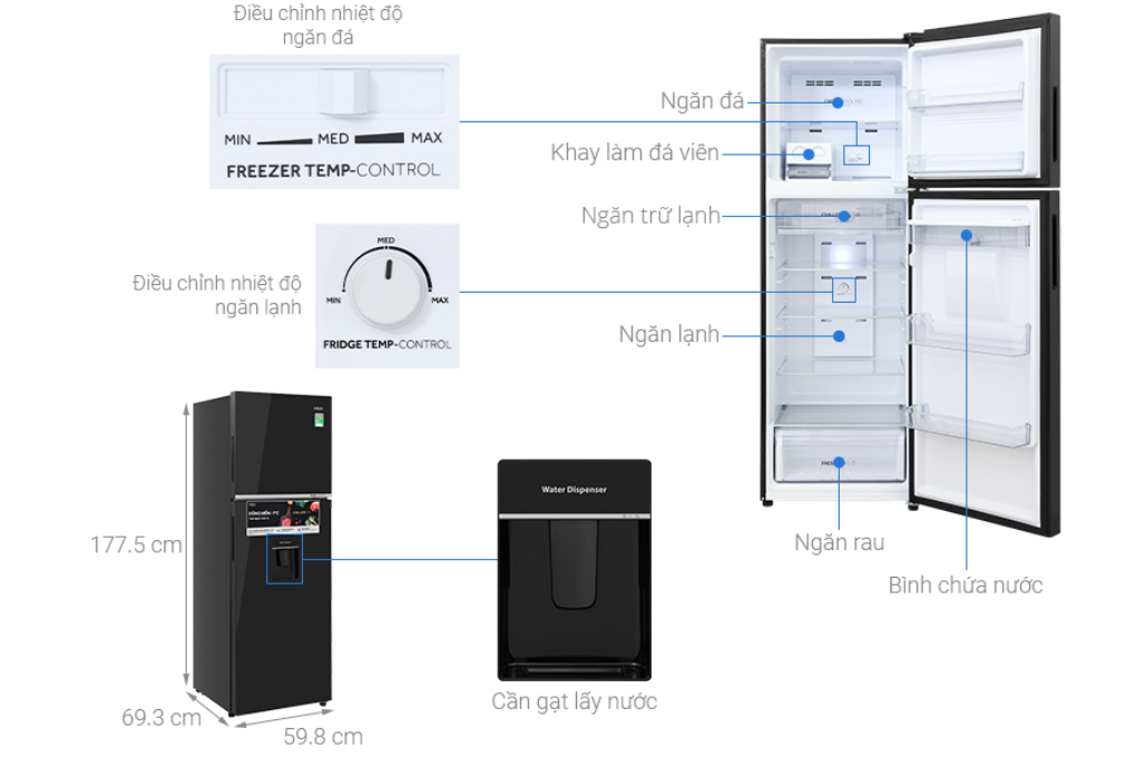 Tủ lạnh Aqua Inverter 358 lít AQR-T410FA(WGB)