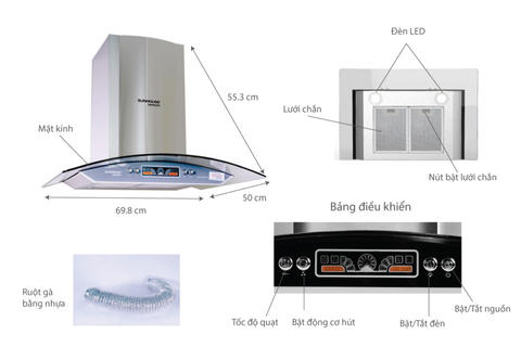 Máy Hút Mùi Kính Cong Sunhouse MaMa MM6707-70