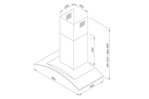 Máy hút mùi áp tường Malloca Gama K3155.9